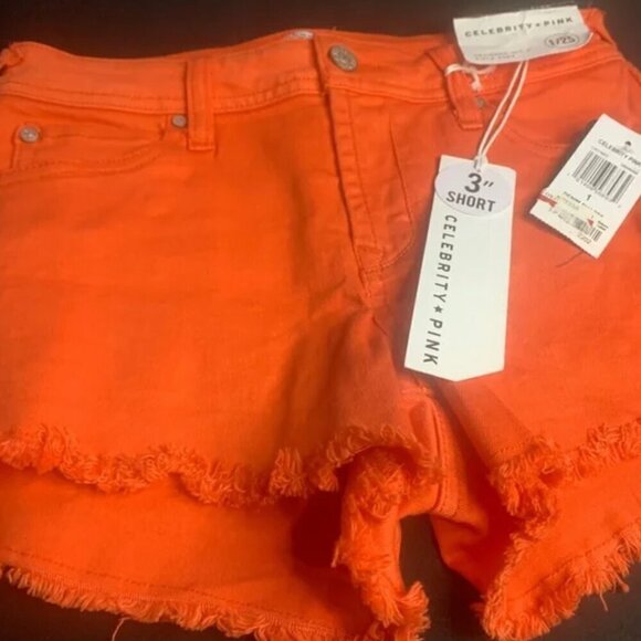 NWT orange distressed women’s shorts celebrity pink - Picture 1 of 2